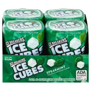 Ice Breakers Ice Cubes Sugar-Free Gum, Spearmint (40 Count, 4 Packs)