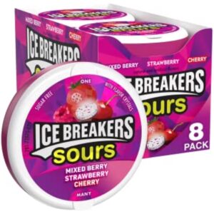 ICE BREAKERS Sour Mints, 1.5 oz, 8-Pack (Mixed Berry, Strawberry, Cherry)