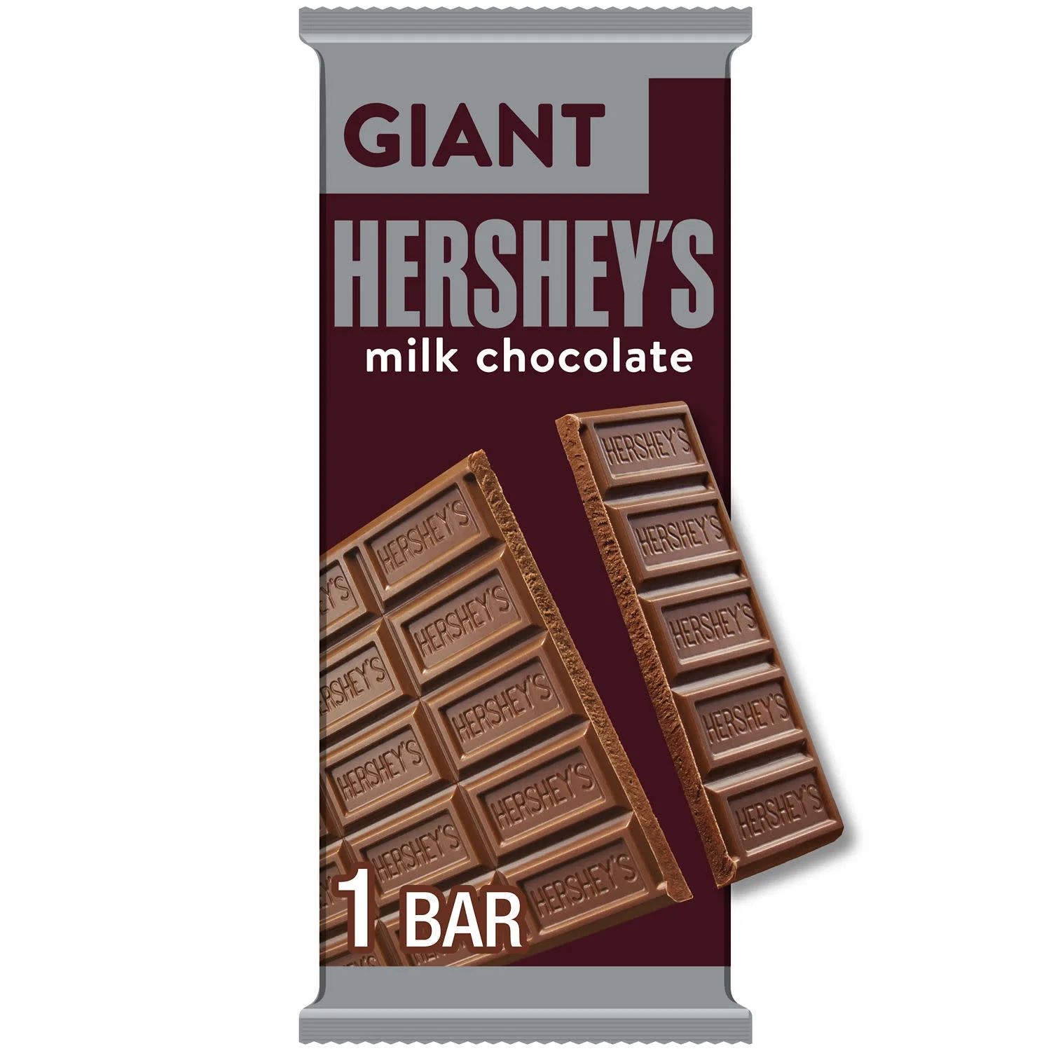 HERSHEY’S Milk Chocolate Giant Candy Bar, 7.56 oz, 6-Pack