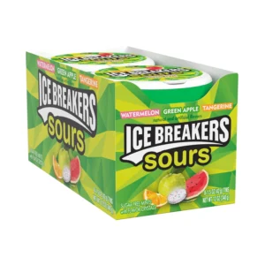 Ice Breakers Sours Sugar-Free Mints, Watermelon & Green Apple Flavor, Pack of 8 x 42g
