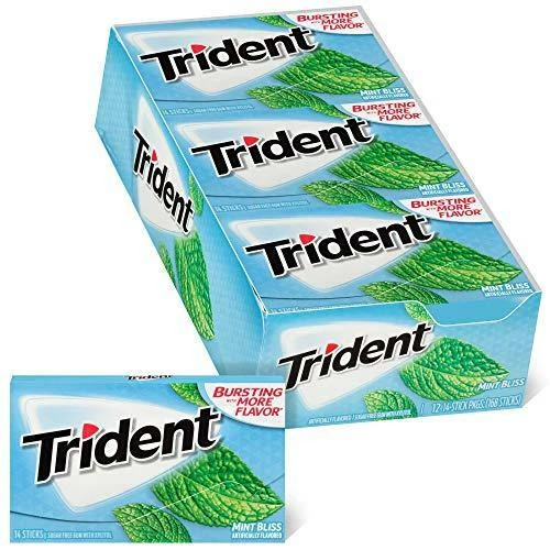 Trident Mint Bliss Sugar Free Gum, 12 Packs